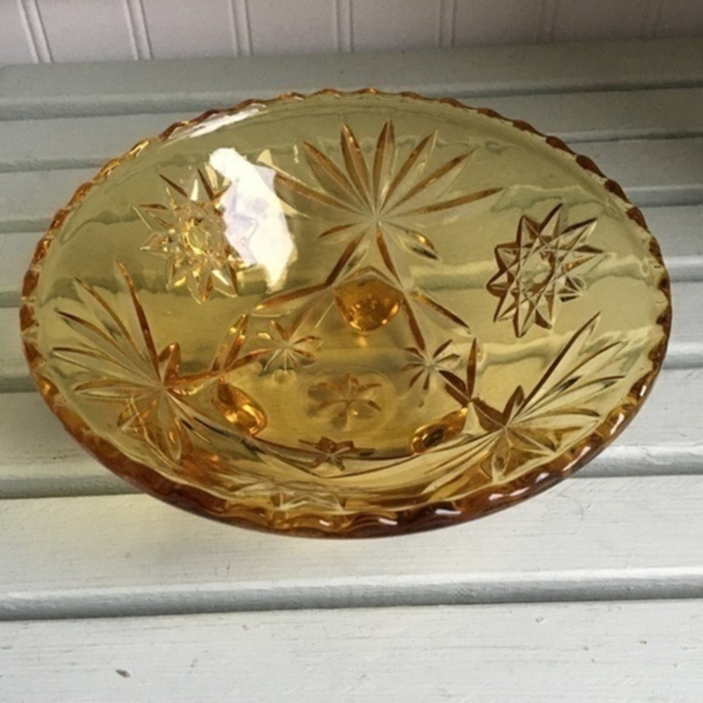 Vintage Amber Indiana Glass Footed Bowl